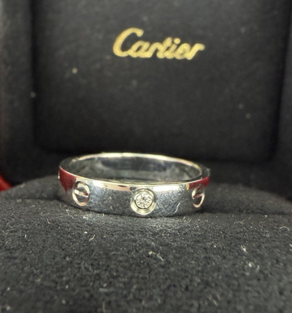 Cartier Love Ring 18K White Gold with Diamond Size 7.5 (56)